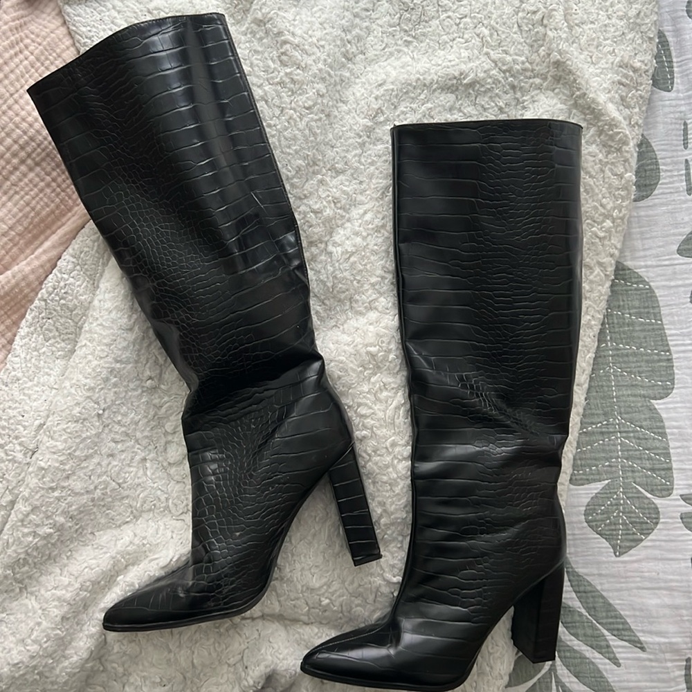 Knee High Embossed Boots